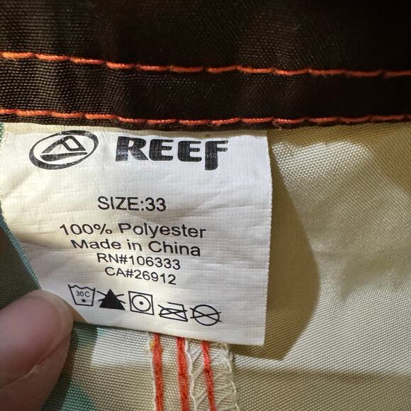 Reef Floral Men’s Board Shorts Unlined Size 33 Resortwear Vacation Beach Yellow - Picture 5 of 5